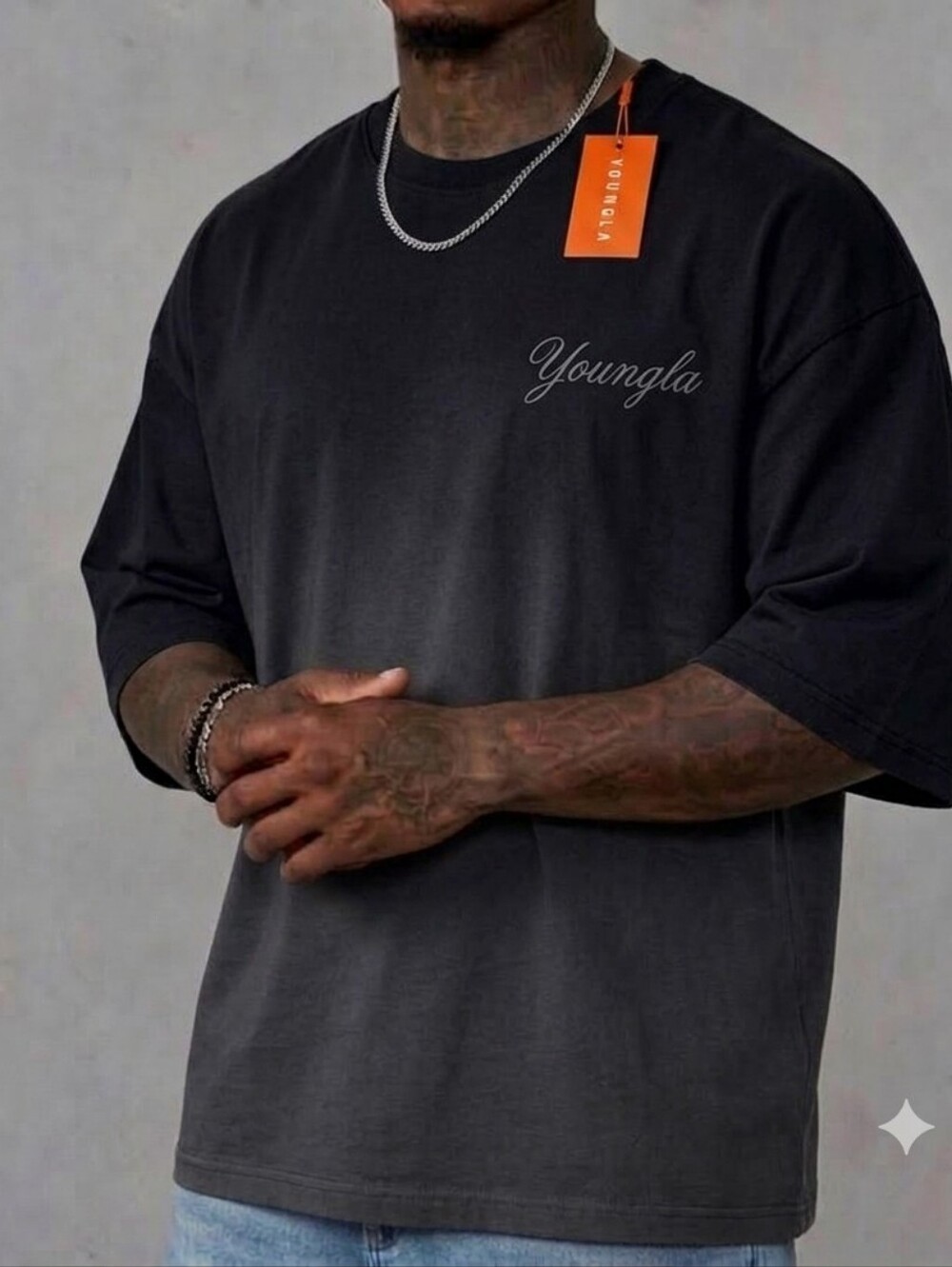 YoungLA Black T-Shirt Blackwash Pegasus Graphic